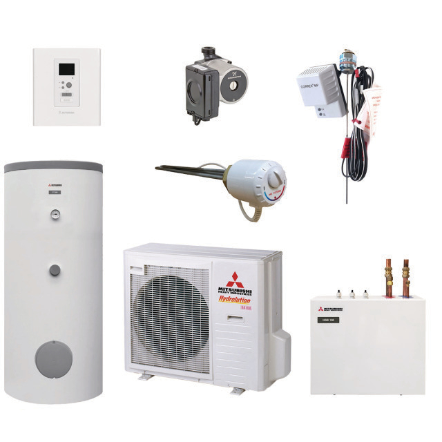 1254188 Warmtepomp lucht-water Hydrolution Splitbox set met boiler HSB100-W 8,3 kW R410A