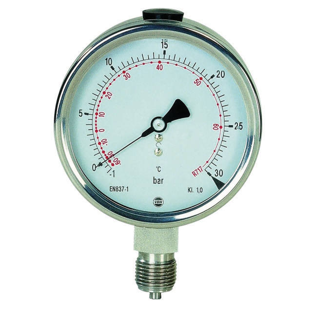 7800287 Manometer A75/1 100mm 30bar 1/2"BSP NH3 opb